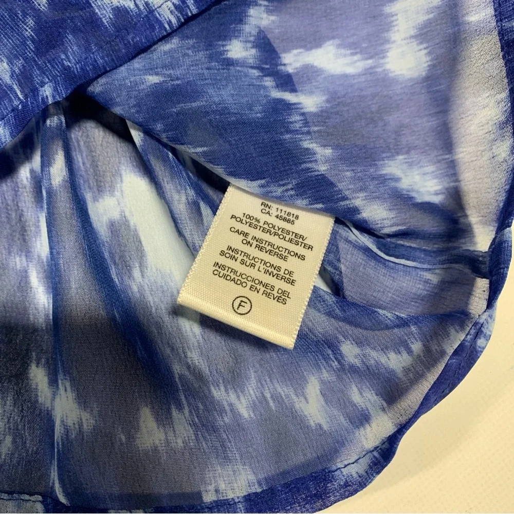 Michael Kors Blue Tie-Dye Blouse with Jems Vneck Collar 2328‎ M